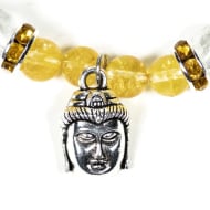 Bracelet élastique, perles Citrine (quartz fumé) et Cristal de roche + Bouddha